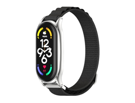 Correa de reloj inteligente para Xiaomi Mi Band 7/7 NFC MIJOBS PLUS Correa de reloj transpirable de nailon (negro plateado)