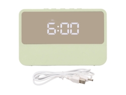 Reloj Despertador Digital Espejo Con Dos Métodos De Alimentación, Silencio, Modo Nocturno Led Para Hogar Verde