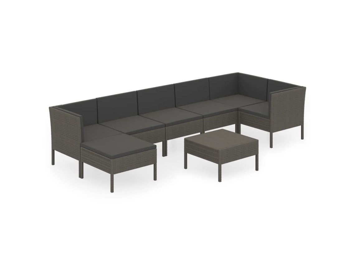 Maison Exclusive - Set De Muebles De Jardín 8 Pzas Y Cojines Ratán Sintético Gris