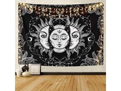 Tapeçaria Tarot 2025 Sol e Lua Céu Negro Parede Decorativa Manta Índia
