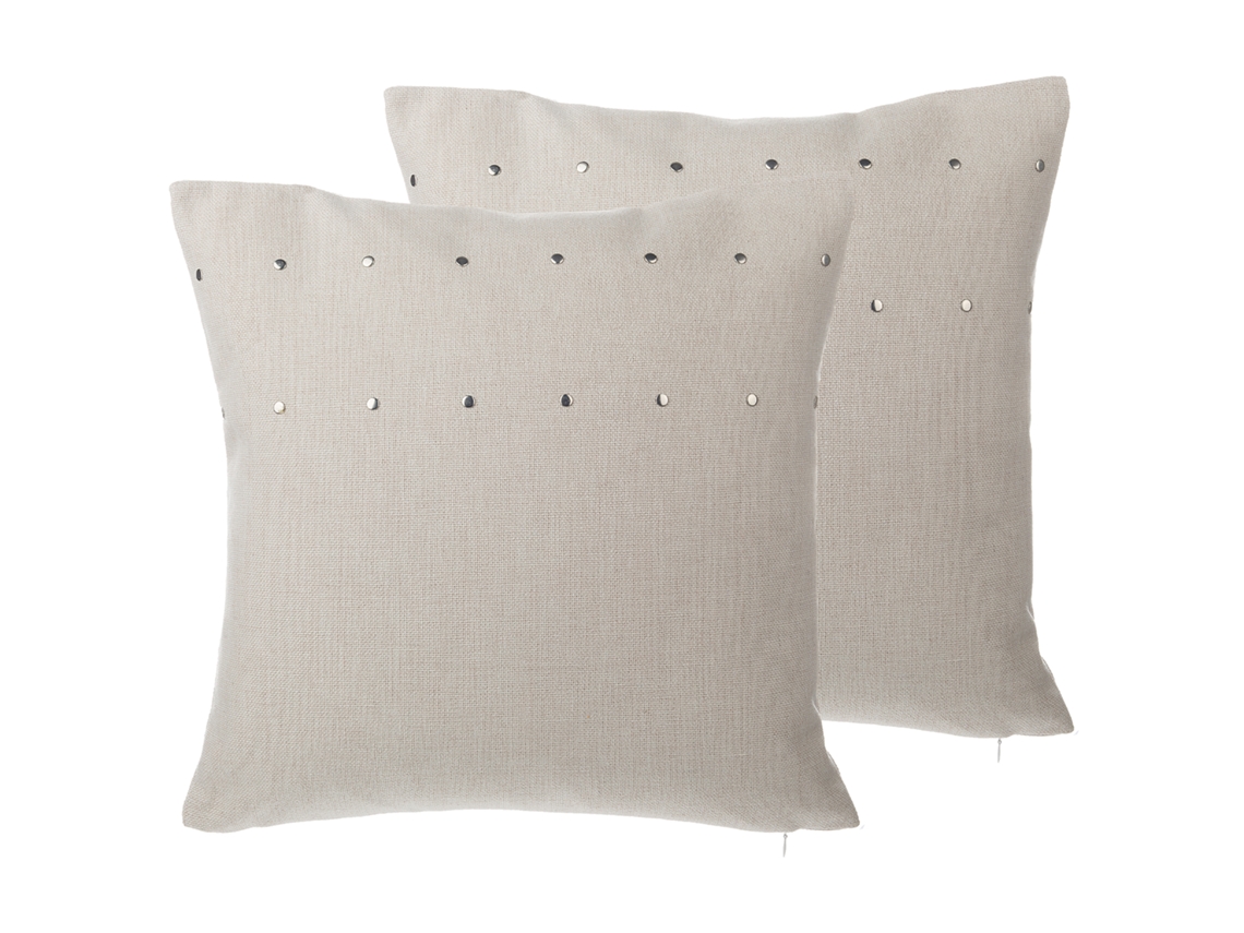 Juego de cojines decorativos BELIANI Gaura de Poliéster Beige 45x45x12