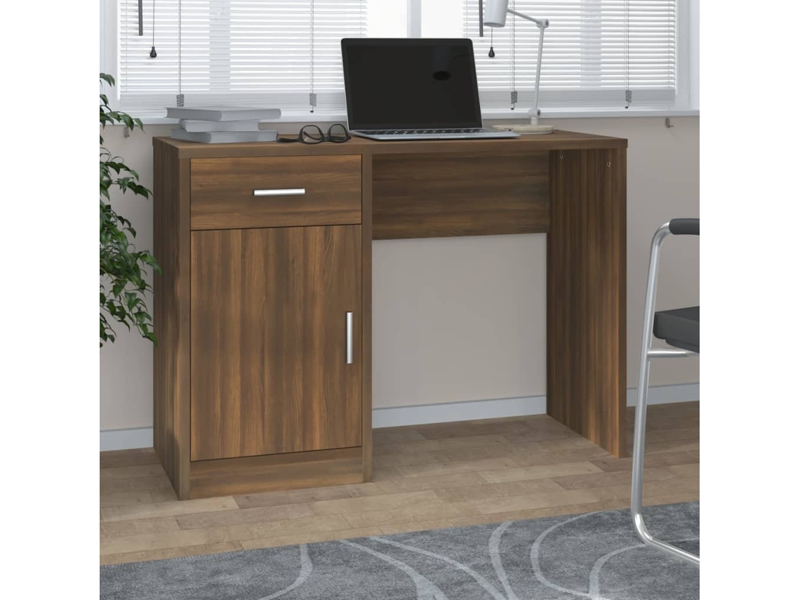 Escritorio | Mesa | Escritorio + Cajón/armario Fabricado en madera de roble marrón