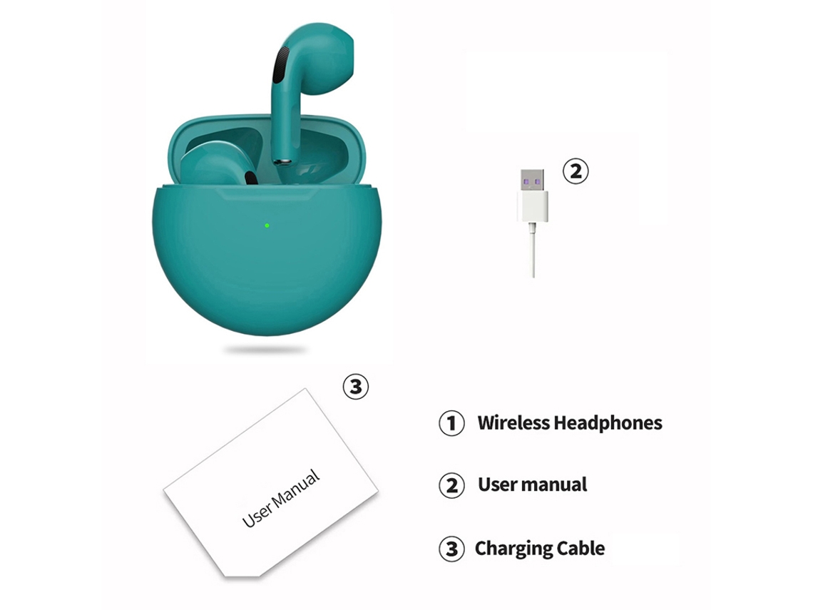 Auriculares Bluetooth (verdes), Con Cancelación De Ruido Táctil, Estilo Semi-intraural.