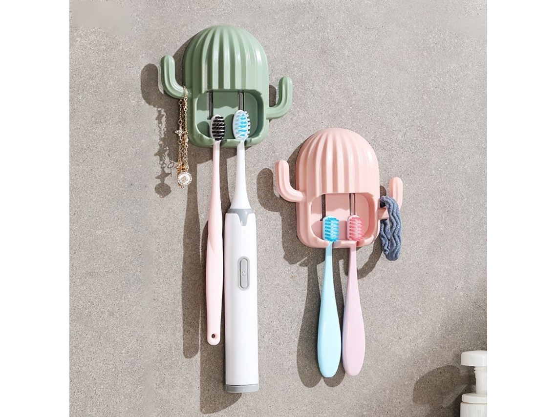 2026-portavasos De Cactus Para Baño Colgante Autoadhesivo (rosa/verde Claro)