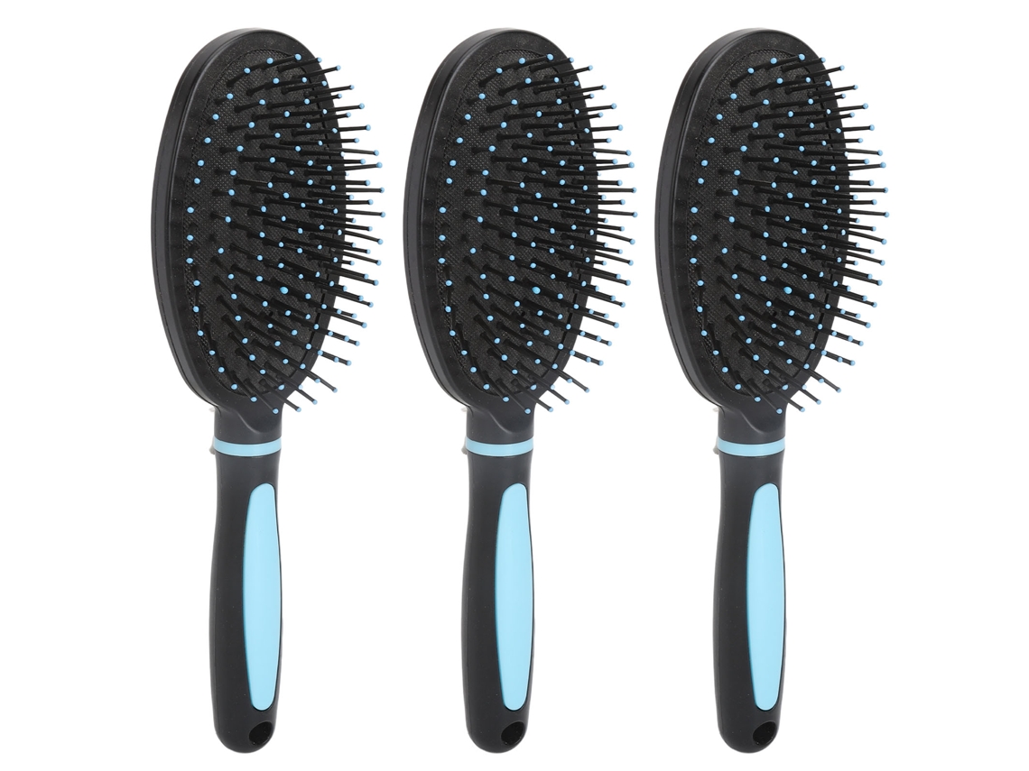 3pcs Cepillo De Pelo Paddle Ovalado Dientes Suaves Antiestático Para Cabello Húmedo Y Seco Fácil De Agarrar