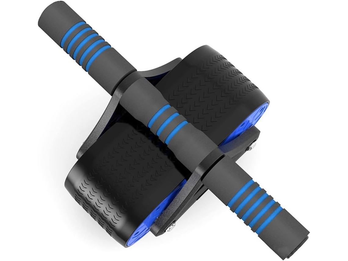 Rodillo abdominal automático azul con rebote, para fitness