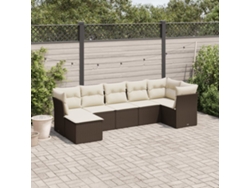 Conjunto de sofá de jardín de 7 piezas con cojines de mimbre marrón DKD Home Decor