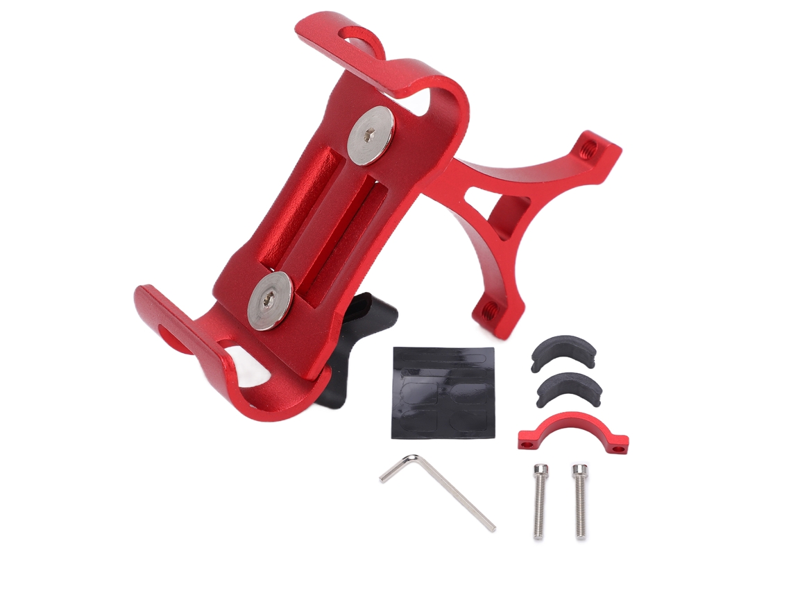 Soporte Giratorio Ajustable De 360° Para Teléfono De Bicicleta, Compatible Con Teléfonos De 3,5 A 6,5 Pulgadas, Aluminio Rojo.
