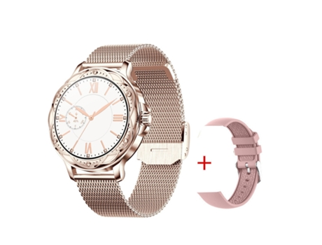 SHAH ARPAN CF12 Reloj Inteligente Frecuencia Cardíaca, Ejercicio, Grabación, Control de Música, Ciclo Menstrual Mujer Oro Acero