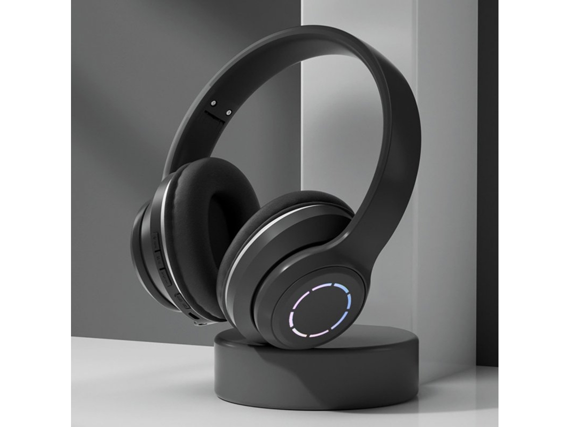 Auscultadores Bluetooth Dobráveis 5.2 Design De Cor Gradiente Música Sem Fio Gaming Preto