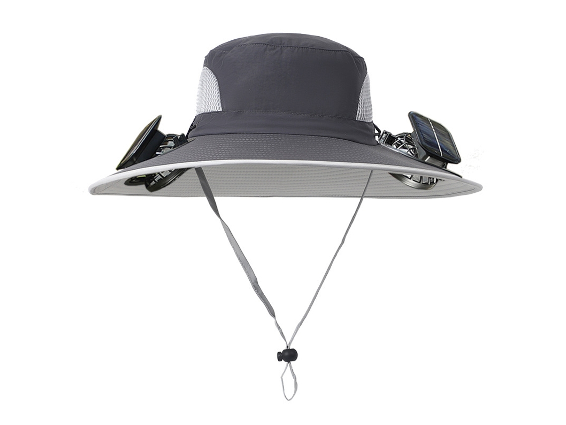 Sombrero De Sol Chrui Con Ventilador Solar Y Protección Upf 50+ (gris Oscuro)