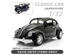 Coche miniatura a escala 1/32, fabricado en metal fundido a presión, con puertas que se abren, luces y música: un coche de juguete para niños. MDUG