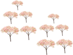 Conjunto de 10 mini árboles para diorama con flores de cerezo, ideales para crear escenarios y decorar la mesa.