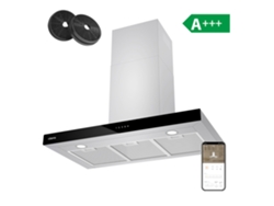 Campana De Pared Ciarra 90cm 650m³/h Función Boost Control Táctil/app Recirculación Con Filtros De Carbón (2 Piezas) Inox Cbcs9102