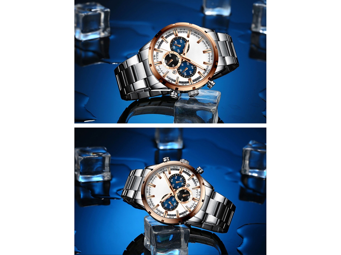 Reloj De Cuarzo Para Hombre Curren 8355m Con Brazalete De Acero Inoxidable, Multifuncional Y Resistente Al Agua Hasta 3 Atm.