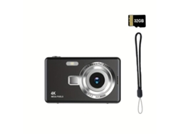 Cámara Digital Portátil 4k Hd Con Enfoque Automático Y Tarjeta De Memoria 32g Y Luz De Relleno Zruxe (negra)