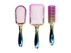 Set De 3 Cepillos De Pelo De Paddle Con Electroplatado Degradado Para Estilismo