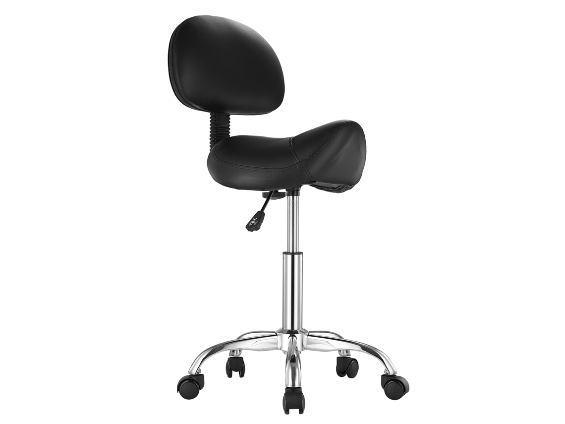 Taburete giratorio Succebuy con respaldo y altura regulable de 84 a 100 cm, color negro