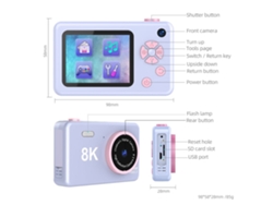 Cámara digital compacta H4 HD 8K de 2,4 pulgadas con doble CCD frontal y trasera, 32 g, color morado, Yemaesre