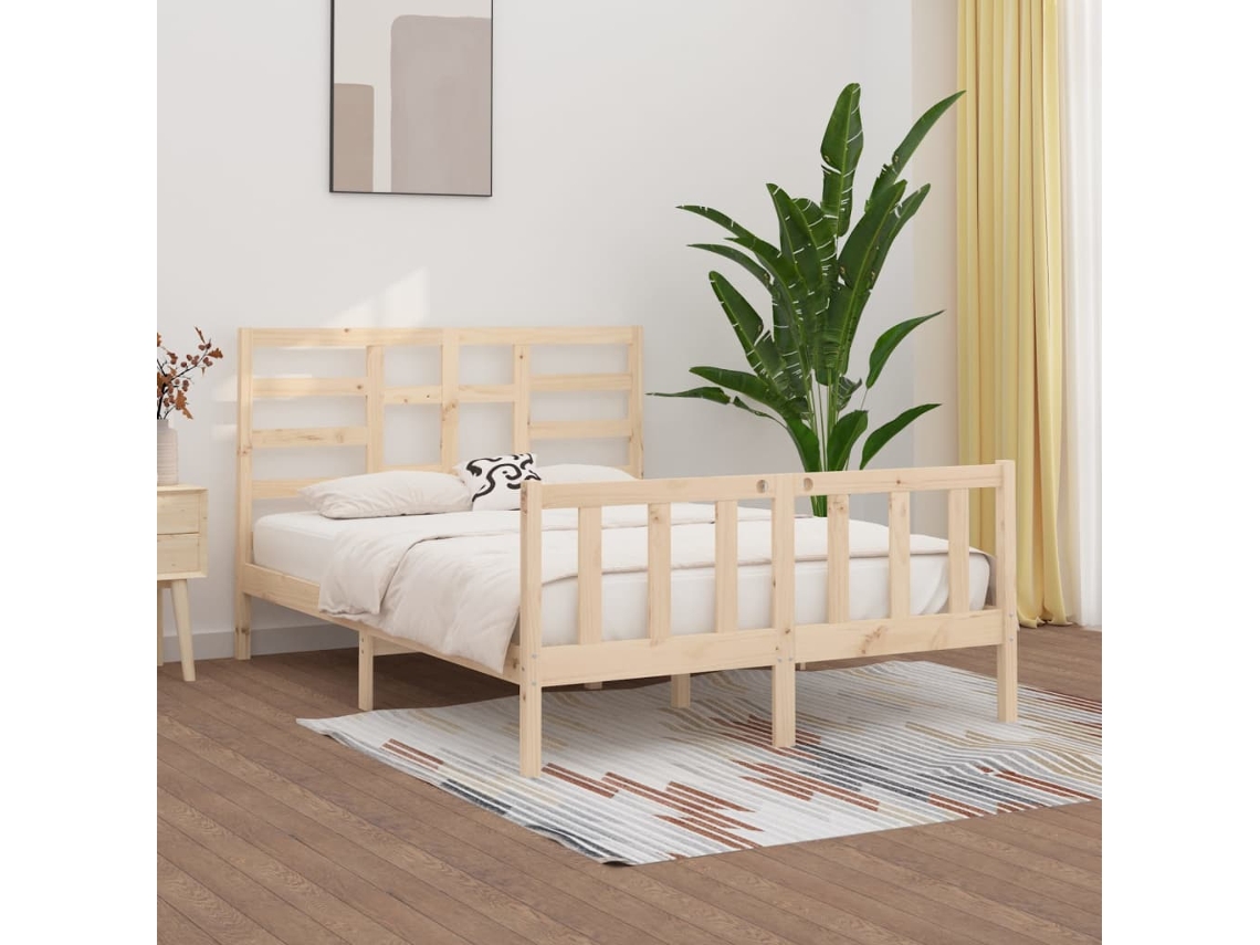 Marco de Cama Madera de Pino Macizo Marrón (160x200cm)