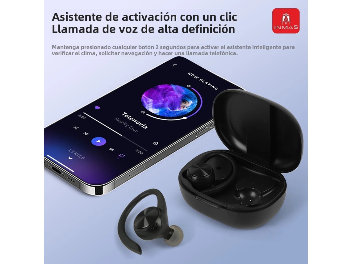 Auriculares deportivos inalámbricos Inmas R200, impermeables, con gancho para la oreja, pantalla digital LED, estéreo 9D, Vayotoy