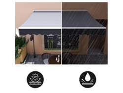 Toldo de aleación de aluminio, 300 x 250 cm, accionamiento manual, protección UV, resistente a la lluvia.