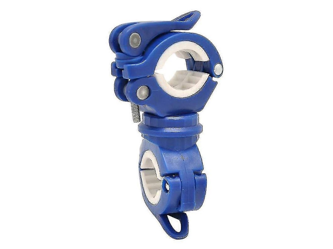 Soporte De Abrazadera Ajustable Con Rotación De 360 Grados Para Luz De Bicicleta - Azul Y Blanco