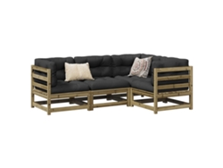 Conjunto de sofá de jardín de 4 piezas de madera de pino impregnada Dkd Home Decor