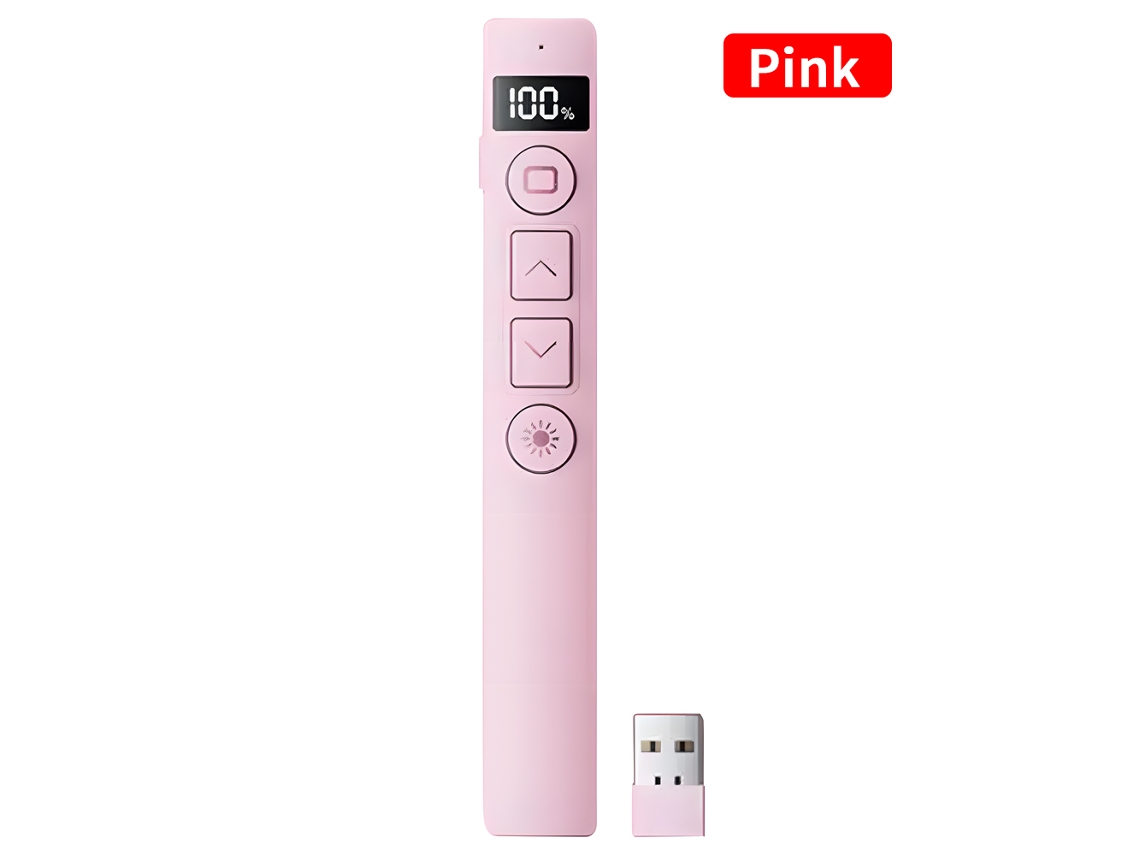 Presentador inalámbrico de 2,4 GHz con control multimedia y bolígrafo USB para PowerPoint, ideal para la enseñanza en la oficina, color rosa Gertiz