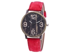 Reloj De Pulsera De Cuarzo Con Correa De Jean Estilo Retro Punk Unisex (rojo Rosa)
