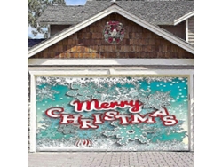 Cubierta para puerta de garaje de 4,88 x 2,13 m con la inscripción "Feliz Navidad". Decoración ideal para estas fiestas. Hengjian.