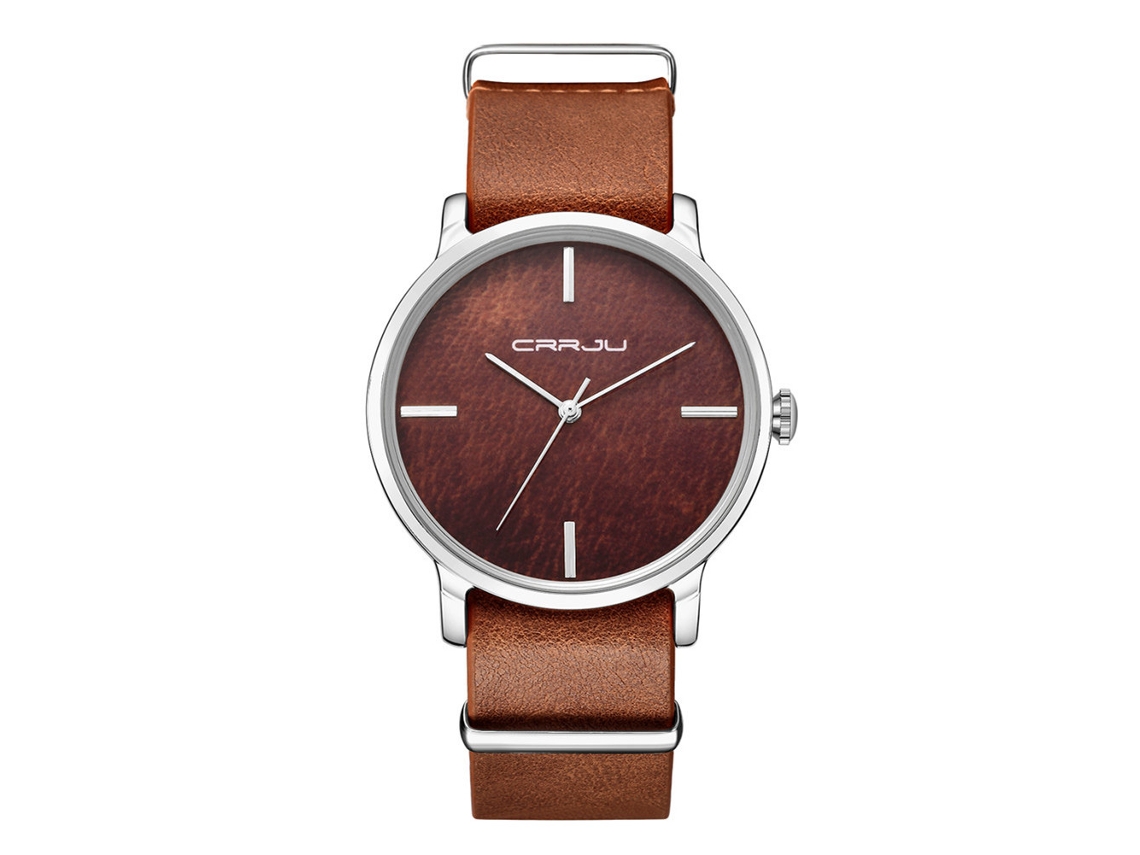 Reloj De Pulsera De Cuarzo Moda Para Mujer Y Hombre (cuerda Marrón Oscura+caja Plata Dial Marrón)