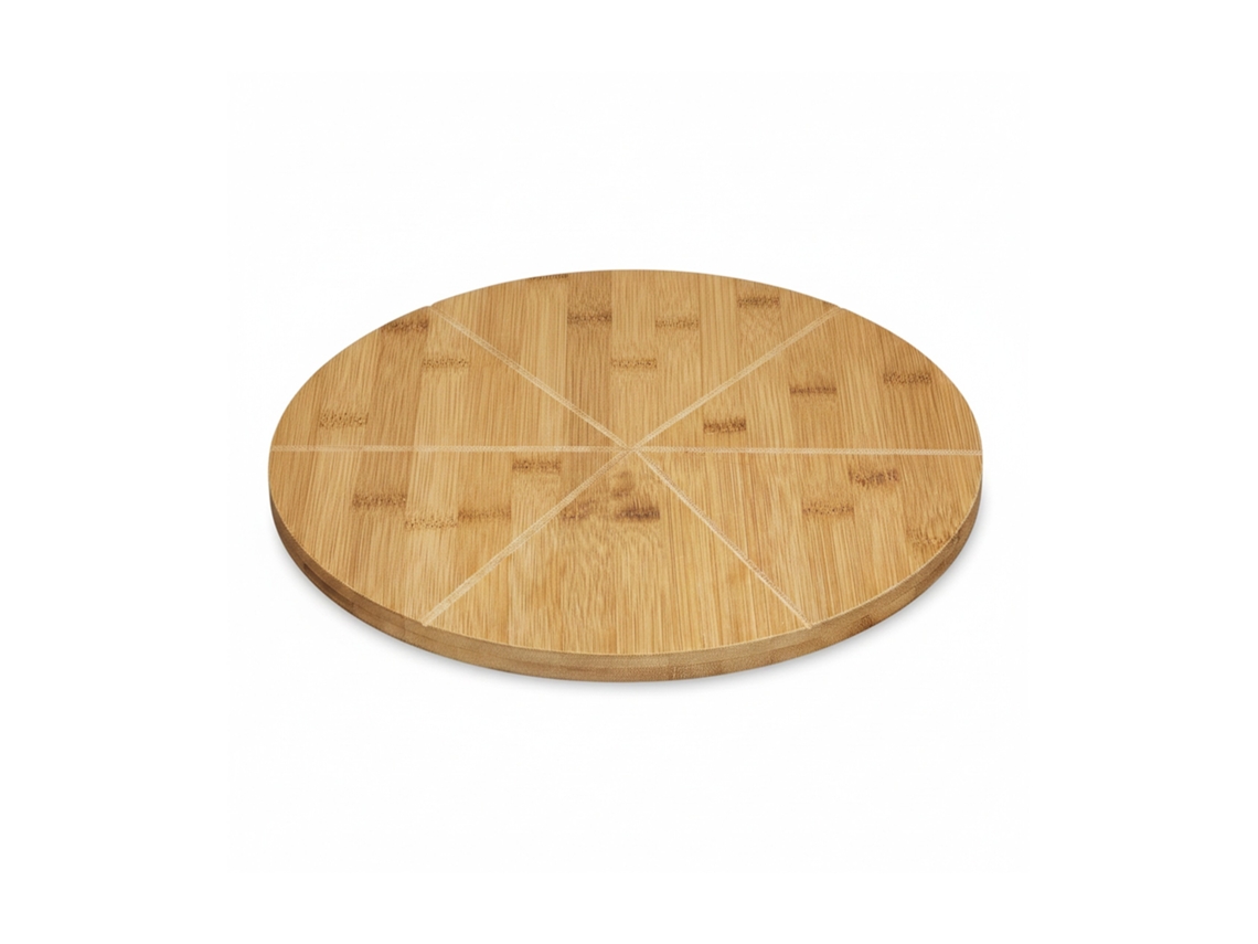 Relaxdays Plato Para Pizza, Redondo, Resistente, Porciones Uniformes, Bambú, 1 Ud., Marrón