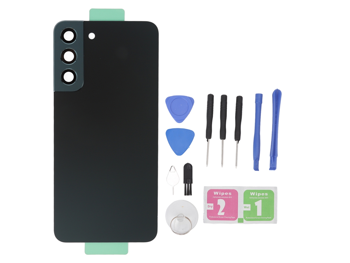 Panel trasero de cristal para Samsung Galaxy S22 Plus S906u S906f con herramientas de reparación (verde)