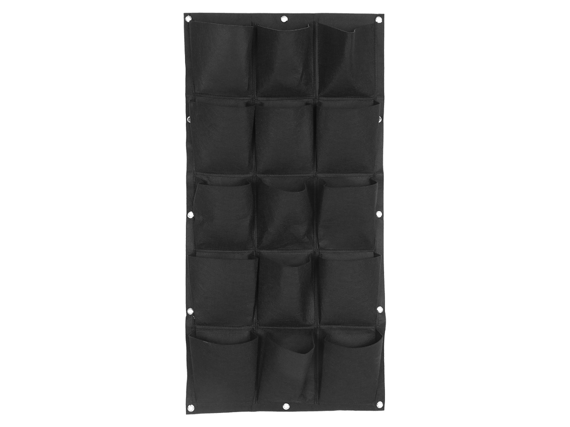 Bolsa de cultivo vertical negra para pared, 15 bolsillos, para jardín