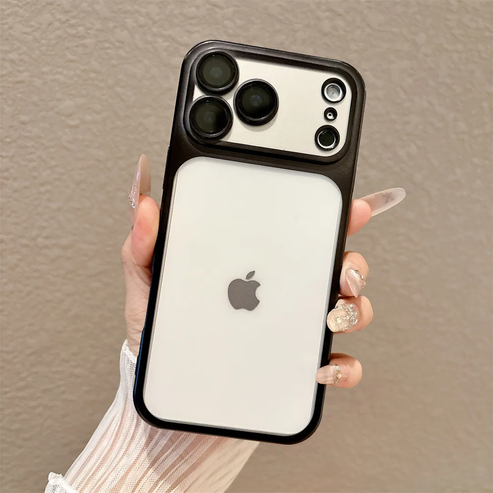 (iphone 13 Pro Max, Negro) Funda Mate Galvanizada Para Iphone, Fabricada En Material Tpu Suave Y Semitransparente.