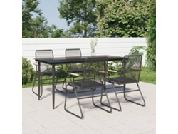 Juego de comedor de jardín de 5 piezas en mimbre de PVC negro DKD Home Decor
