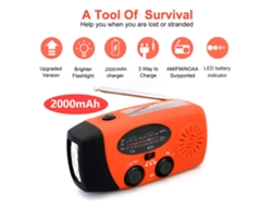 Generador solar de emergencia con manivela, radio portátil AM/FM/NOAA, linterna LED, alarma SOS y batería externa de 2000/5000/10000 mAh. Viewleaf