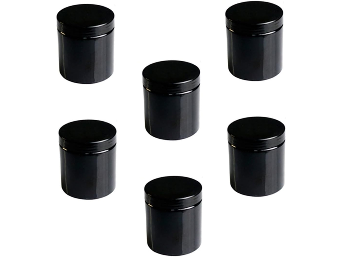 Frascos De Armazenamento Pet Pretos De 500ml, Pacote Com 6 Unidades, Ideais Para Cremes E Loções Faciais.
