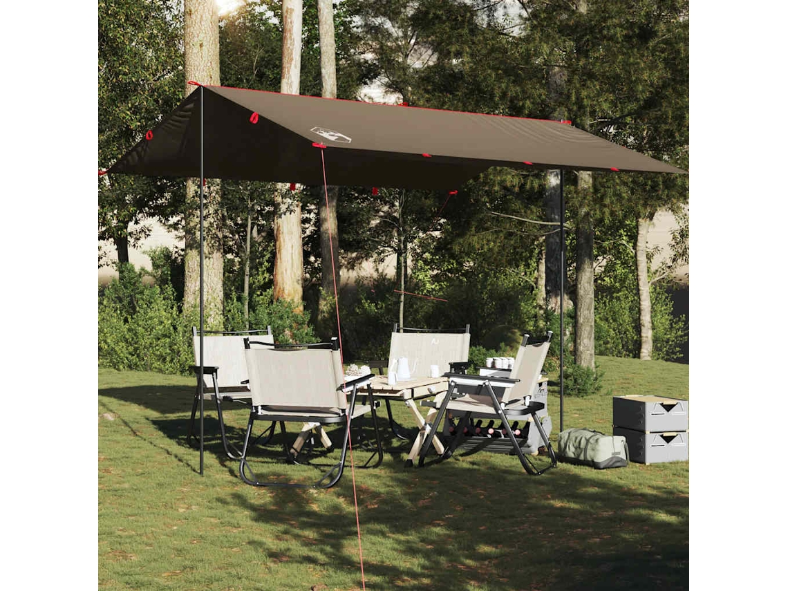 Lona de camping impermeable de 366x306 cm, color marrón.