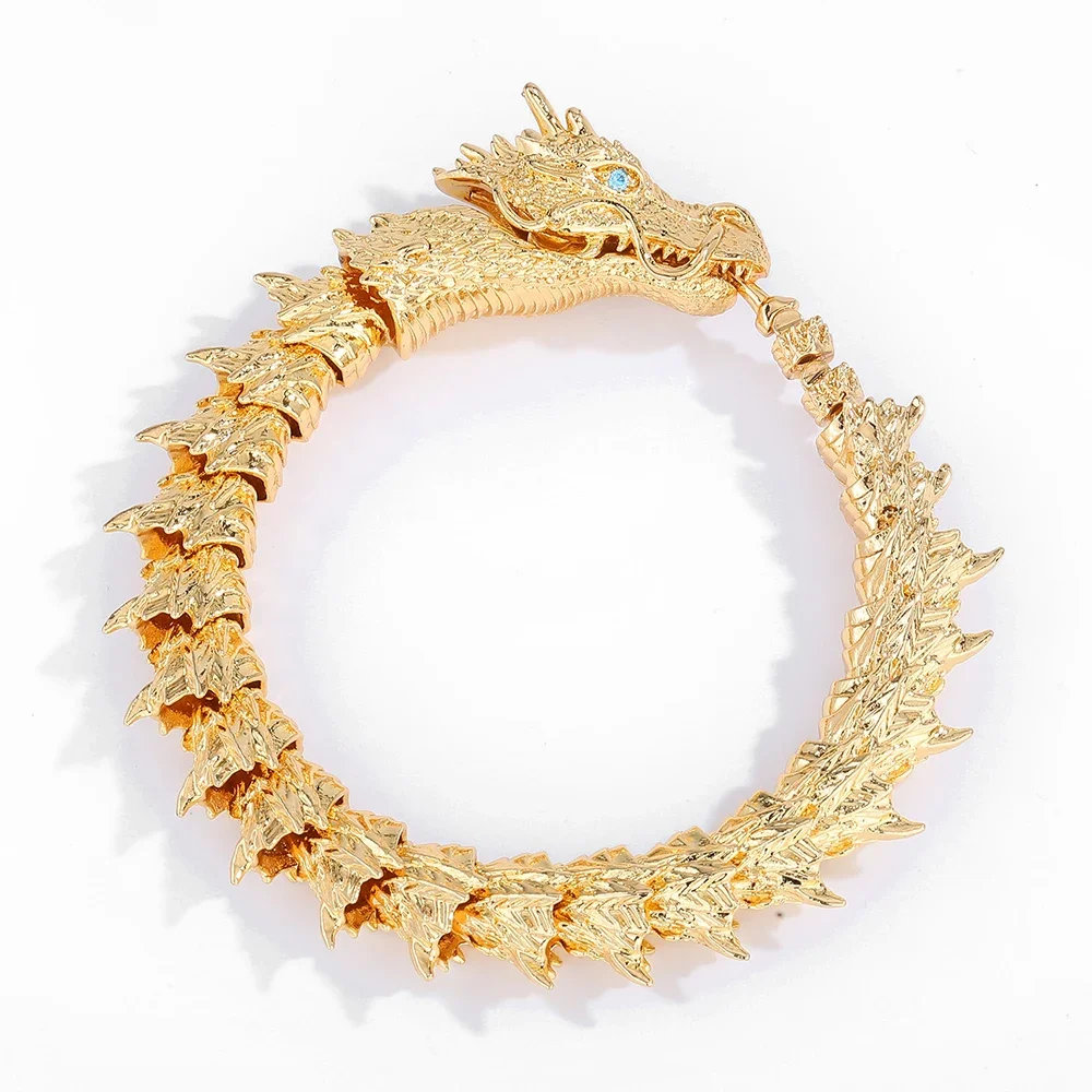 (dragón Dorado 23cm) Brazalete Tradicional Tibetano Budista Con Forma De Dragón Y Un Poderoso Patrón De Escamas De Dragón.
