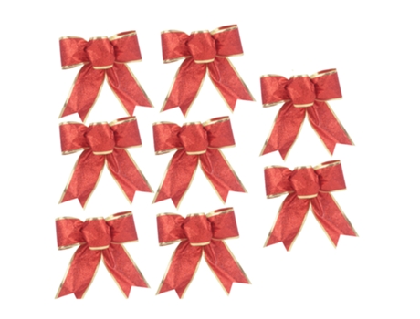8 lazos de corona de Navidad con purpurina, adornos para árboles de Navidad, lazos para decoración de fiesta de Navidad, rojo