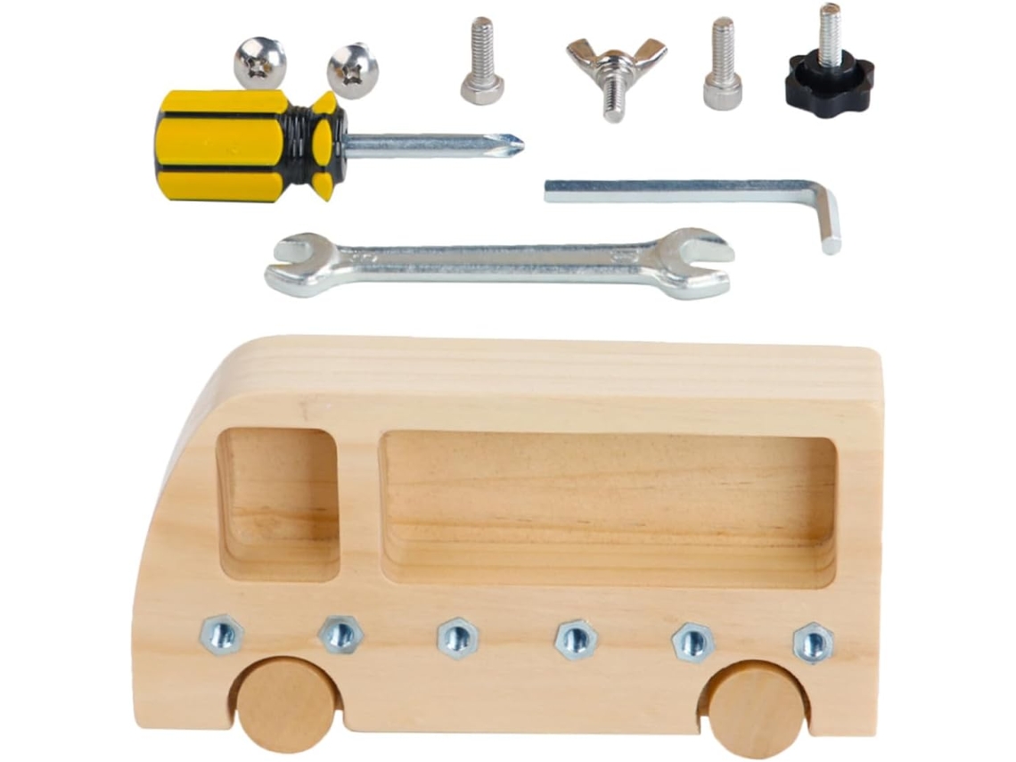 Coche de madera educativo para armar, ideal para niños y niñas, desarrolla la motricidad fina y proporciona CHABERLU
