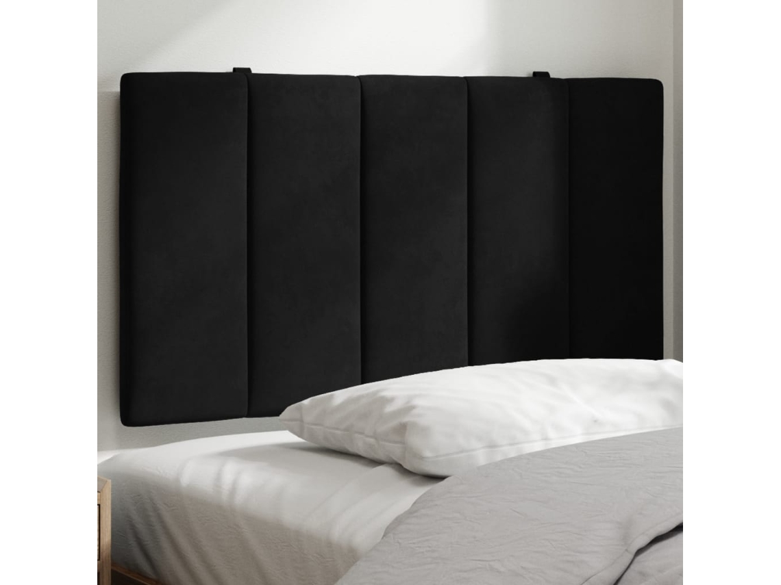 Cabecero De Cama Acolchado Terciopelo Negro 90 Cm
