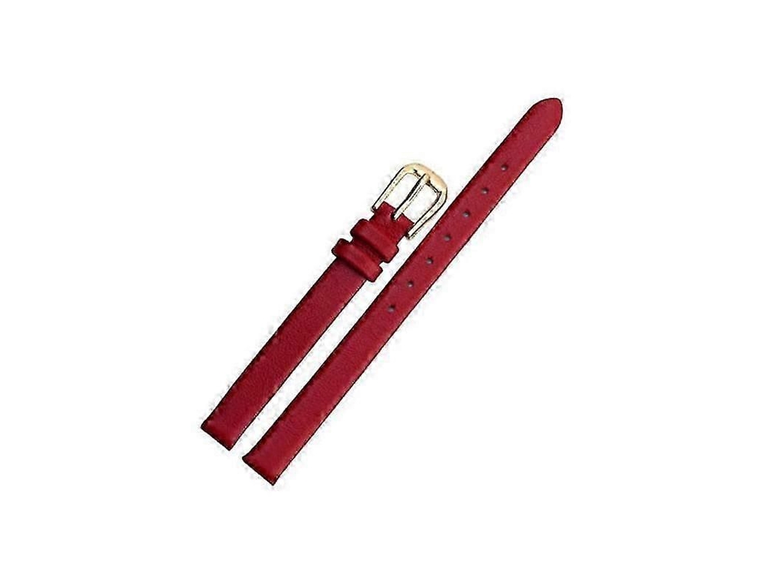 Pulsera De Cuero Auténtico Con Hebilla Acero Inoxidable Para Reloj Mujer 12mm Rojo 12mm Rojo