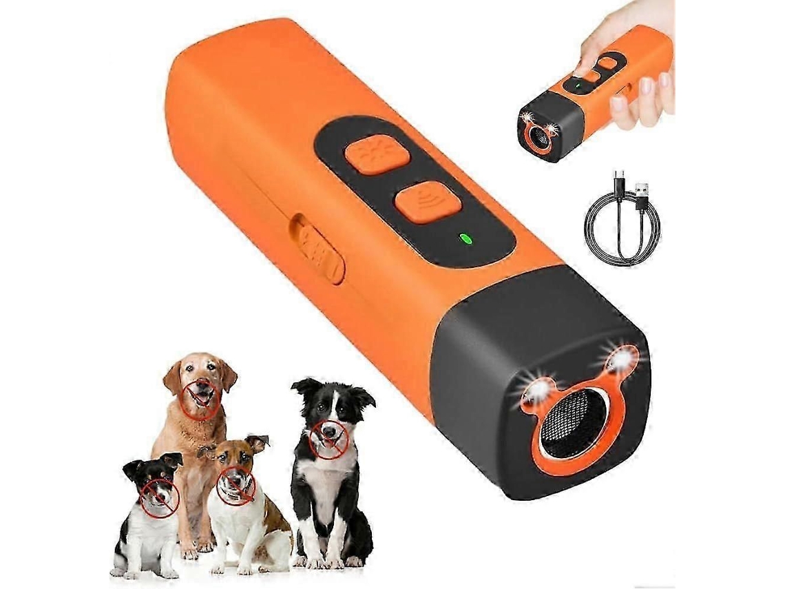 Dispositivo ultrasónico recargable para disuadir los ladridos del perro, control antiladridos de 3 frecuencias con linterna LED para perros pequeños GOKOCO