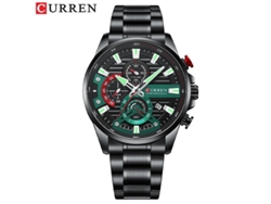 Reloj de negocios para hombre en acero inoxidable, con fecha, seis manecillas y diseño multifuncional. MDUG (Negro y Verde)