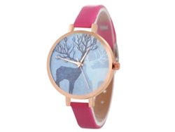 Reloj De Pulsera Analógico De Cuarzo Para Mujer Con Esfera Redonda, Color Rosa.