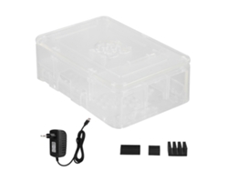 Kit de 3 disipadores para Raspberry Pi 4 con fuente de alimentación y carcasa ABS Luz Dorada