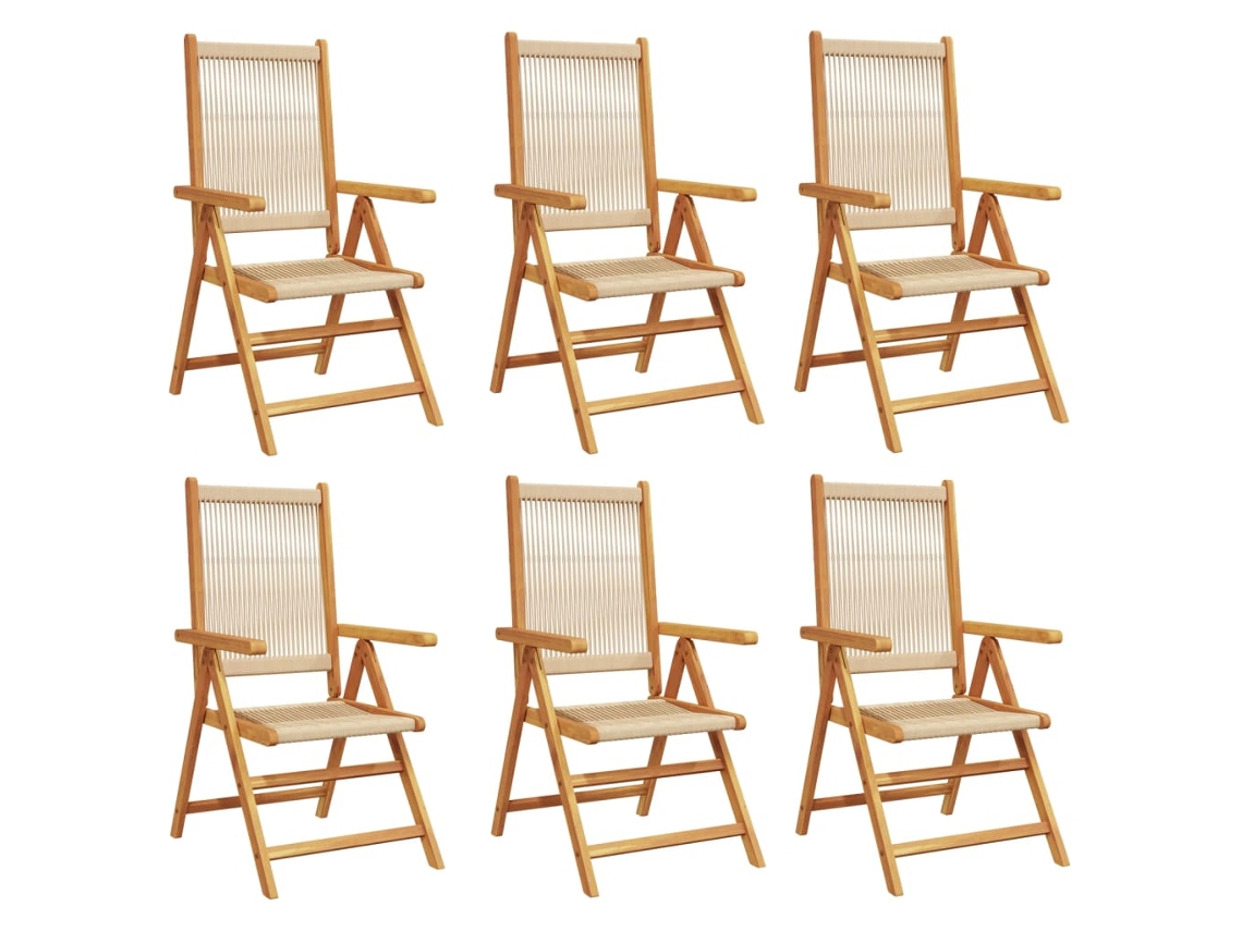 Conjunto 6 Silla De Jardín VIDAXL Beige Madera